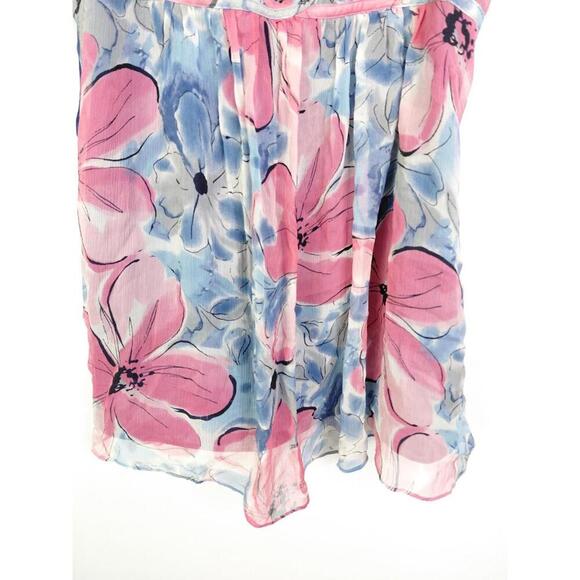 INC Top Womens 8 M Silk Babydoll Y2K Muted Colorful Floral Ruffles Retro - Picture 4 of 8